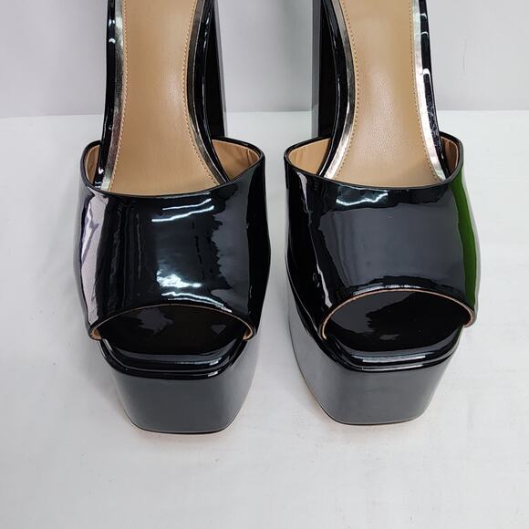 Sam Edelman Kori Black Patent Faux Leather Sexy Peep Toe 6" Platform Heel New - Picture 6 of 16
